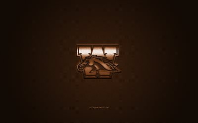 Western Michigan Broncos logosu, Amerikan Futbol Kul&#252;b&#252;, NCAA, kahverengi logo, kahverengi karbon fiber arka plan, Amerikan Futbolu, Kalamazoo, Michigan, ABD Western Michigan Broncos