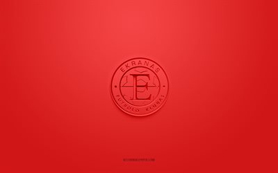 fk screenas, creative 3d logo, red background, i lyga, 3d emblem, lithuanian football club, lithuania, 3d art, football, fk screenas 3d logo
