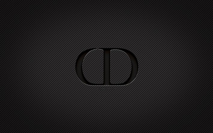 logo christian dior in carbonio, 4k, grunge, sfondo di carbonio, creativo, logo christian dior nero, marchi, logo christian dior, christian dior