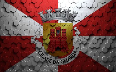 Flag of Guarda, honeycomb art, Guarda hexagons flag, Guarda 3d hexagons art, Guarda flag