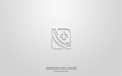 centro de llamadas de emergencia icono 3d, fondo blanco, s&#237;mbolos 3d, centro de llamadas de emergencia, iconos de medicina, iconos 3d, signo del centro de llamadas de emergencia, iconos de medicina 3d