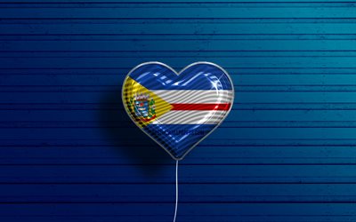 jag älskar umuarama, 4k, realistiska ballonger, blå träbakgrund, day of umuarama, brasilianska städer, umuaramas flagga, brasilien, ballong med flagga, brasiliens städer, umuarama