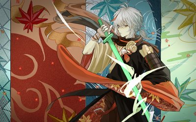 kaede hara kazuha, genshin impact, japon manga, anime karakterleri, samuray kılıcı, kazuha kaedehara, genshin impact karakterleri