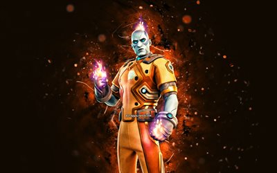 the origin, 4k, orange neonljus, fortnite battle royale, fortnite-karakt&#228;rer, the origin skin, fortnite, the origin fortnite