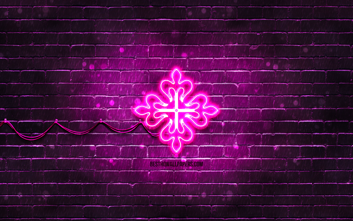 patek philippe violet logo, 4k, violet brickwall, patek philippe logo, marques, patek philippe n&#233;on logo, patek philippe