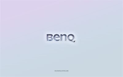 benq-logo, ausgeschnittener 3d-text, wei&#223;er hintergrund, benq 3d-logo, benq-emblem, benq, gepr&#228;gtes logo, benq 3d-emblem