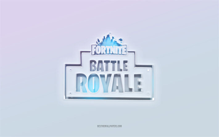 Fortnite Battle Royale logo, cut out 3d text, white background, Fortnite Battle Royale 3d logo, Fortnite Battle Royale emblem, Fortnite Battle Royale, embossed logo, Fortnite Battle Royale 3d emblem, Fortnite