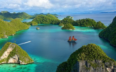 Indonesia, bay, ocean, saaret, tropiikissa
