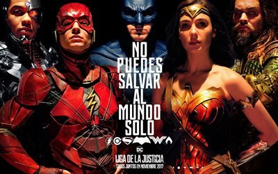 Justice League, 2017, ワンダー女性, バットマン, スーパーマン, サイボーグ, Ben Affleck, Gal Gadot