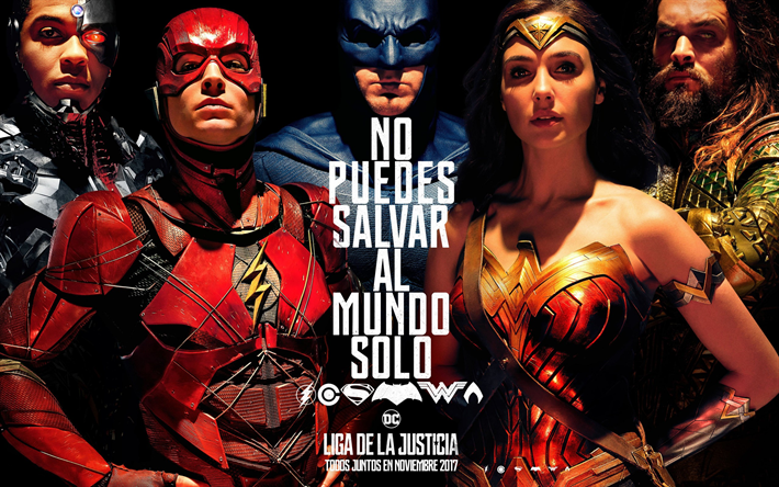 La Liga De La Justicia, 2017, La Mujer Maravilla, Batman, Superman, Cyborg, Ben Affleck, Gal Gadot