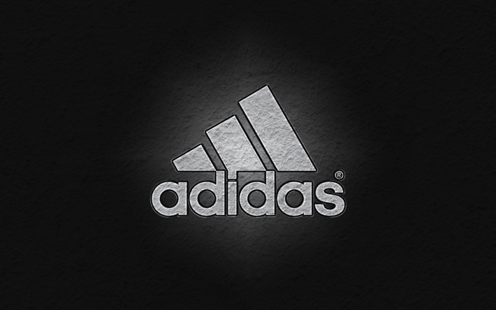 Adidas, Logo, wall texture, brand