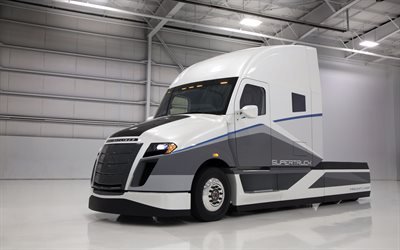 Freightliner SuperTruck Concept, 4k, les camions, les futuristes camion, Freightliner