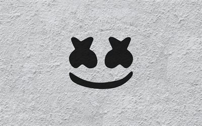 Marshmello, Dj, logo, emblem, wall, wall texture, musician