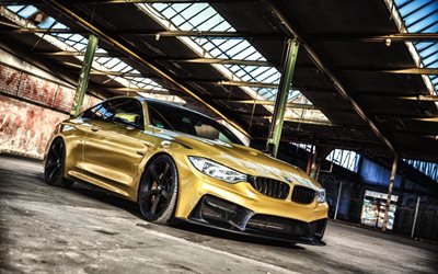F82, tuning, BMW M4, 2017 cars, sportcars, golden m4, BMW