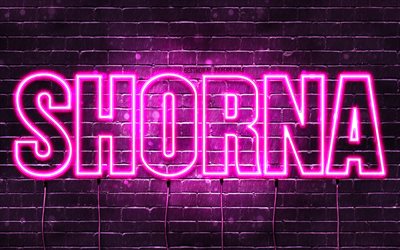 Shorna, 4k, wallpapers with names, female names, Shorna name, purple neon lights, Happy Birthday Shorna, popular arabic female names, picture with Shorna name