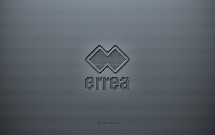 Errea-logo, harmaa luova tausta, Errea-tunnus, harmaa paperin rakenne, Errea, harmaa tausta, Errea 3d-logo