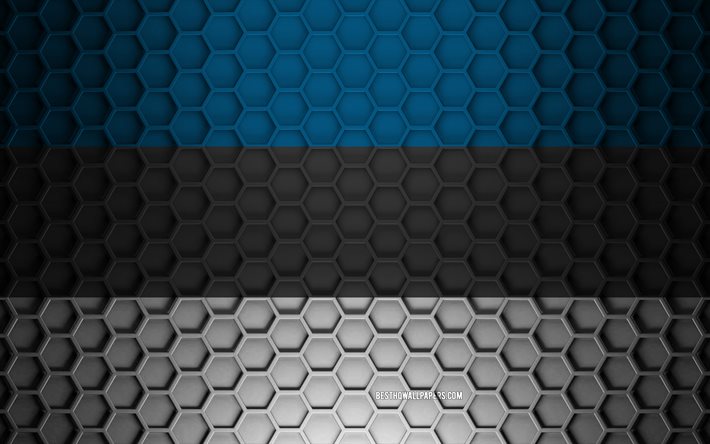 علم إستونيا, 3d السداسي الملمس, إستونيا, نسيج ثلاثي الأبعاد, علم إستونيا ثلاثي الأبعاد, نسيج معدني, علم استونيا