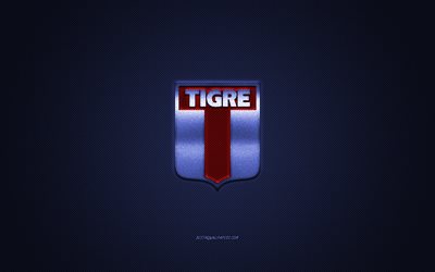 CA Tigre, Argentine football club, red logo, blue carbon fiber background, Primera B Nacional, football, Victoria, Argentina, CA Tigre logo