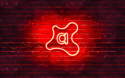 avast rotes logo, 4k, rote ziegelmauer, avast-logo, antivirus-software, avast neon-logo, avast