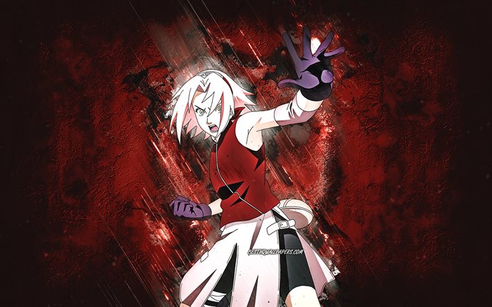 Sakura Haruno, Naruto Shippuden, art grunge, Sakura Haruno personnage, Personnages de Naruto, art grunge rouge, Naruto manga, Sakura Haruno Naruto