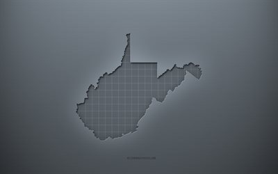 Virginian kartta, harmaa luova tausta, Virginia, USA, harmaa paperin rakenne, Yhdysvaltojen osavaltiot, Virginian karttasiluetti, harmaa tausta, Virginian 3d-kartta