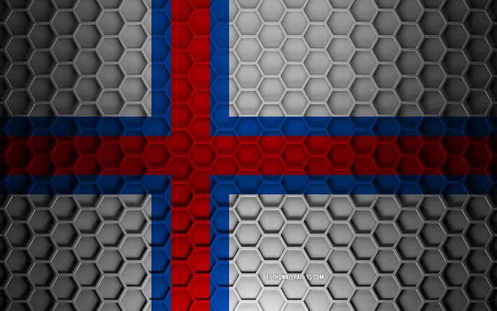 f&#228;r&#246;er-flagge, 3d-hexagone-textur, f&#228;r&#246;er-inseln, 3d-textur, f&#228;r&#246;er-flagge 3d, metallstruktur, flagge der f&#228;r&#246;er-inseln