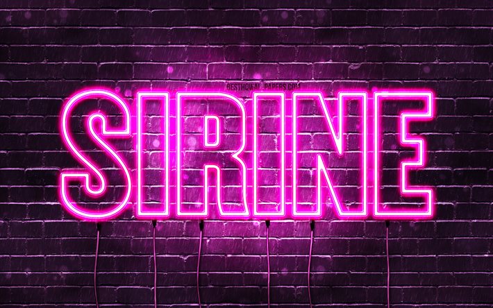 Sirine, 4k, wallpapers with names, female names, Sirine name, purple neon lights, Happy Birthday Sirine, popular arabic female names, picture with Sirine name