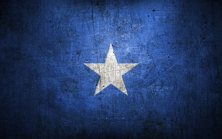 Somali metal flag, grunge art, African countries, Day of Somalia, national symbols, Somalia flag, metal flags, Flag of Somalia, Africa, Somali flag, Somalia