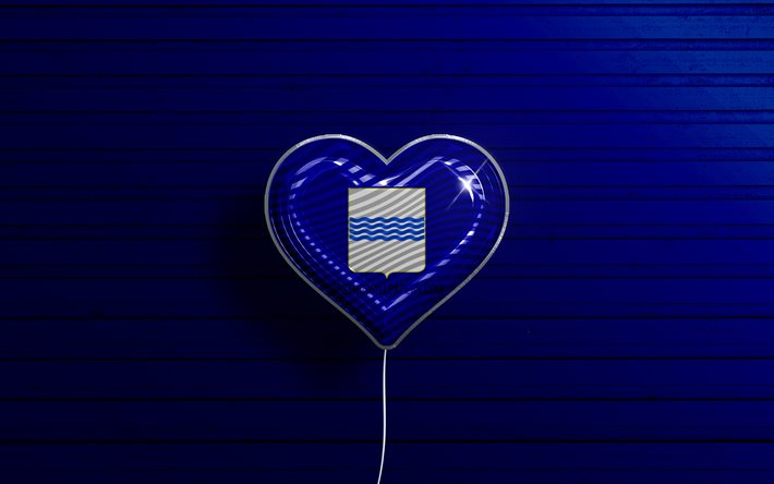 I Love Basilicata, 4k, realistic balloons, blue wooden background, Day of Basilicata, italian regions, flag of Basilicata, Italy, balloon with flag, Basilicata flag, Basilicata
