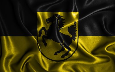 Bandeira de Stuttgart, 4k, bandeiras onduladas de seda, cidades alem&#227;s, bandeiras de tecido, Dia de Stuttgart, arte 3D, Stuttgart, Europa, cidades da Alemanha, Bandeira 3D de Stuttgart, Alemanha