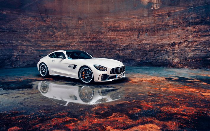 Mercedes-Benz SLS AMG, 2021, vista frontale, esterno, nuovo bianco SLS AMG, coup&#233; sportiva, auto tedesche, Mercedes