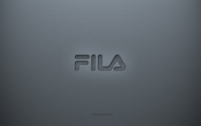 Fila-logo, harmaa luova tausta, Fila-tunnus, harmaa paperirakenne, Fila, harmaa tausta, Fila 3d-logo