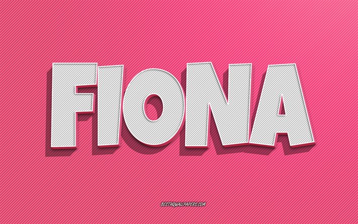 Fiona, pembe &#231;izgiler arka plan, adları olan duvar kağıtları, Fiona adı, kadın isimleri, Fiona tebrik kartı, hat sanatı, Fiona adıyla resim