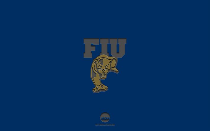 FIU Panthers, sininen tausta, amerikkalainen jalkapallojoukkue, FIU Panthers -tunnus, NCAA, Miami, USA, amerikkalainen jalkapallo, FIU Panthers-logo