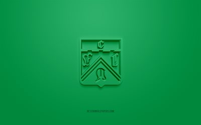 Ferro Carril Oeste, creative 3D logo, green background, Argentine football team, Primera B Nacional, Buenos Aires, Argentina, 3d art, football, Ferro Carril Oeste 3d logo