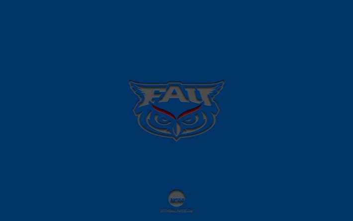 Florida Atlantic Owls, sininen tausta, amerikkalainen jalkapallojoukkue, Florida Atlantic Owls -tunnus, NCAA, Florida, USA, amerikkalainen jalkapallo, Florida Atlantic Owls -logo