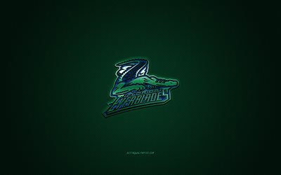 Florida Everblades, American hockey club, ECHL, blue logo, green carbon fiber background, East Coast Hockey League, hockey, Florida, USA, Florida Everblades logo