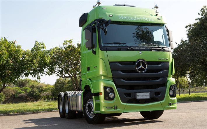 Mercedes-Benz Actros 2651 LS, vue de face, ext&#233;rieur, nouveau vert Actros 2651, camionnage, camions allemands, Mercedes