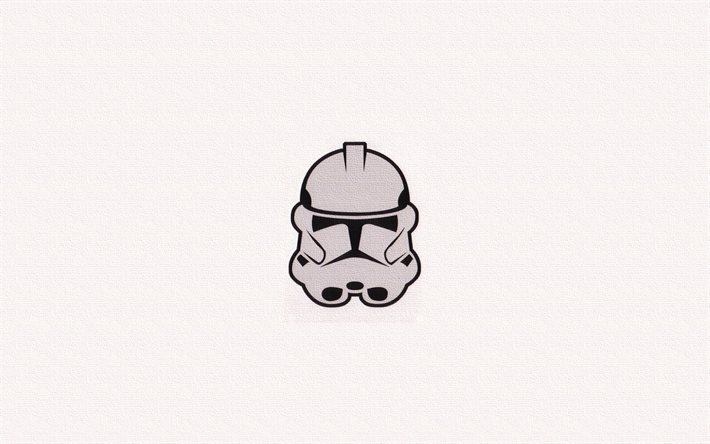 Stormtrooper, 4k, m&#237;nimo, criativo, planos de fundo brancos, Stormtroopers, minimalismo Stormtrooper