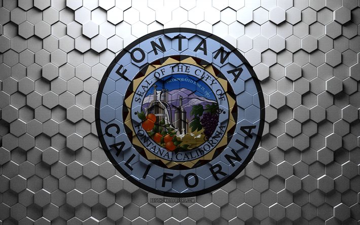 Bandera de Fontana, California, arte del panal, bandera de los hex&#225;gonos de Fontana, Fontana, arte de los hex&#225;gonos 3d, bandera de Fontana