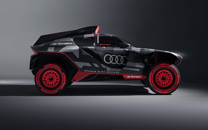 2022, Audi RS Q E-Tron, vista laterale, esterno, auto elettrica da corsa, auto elettrica da rally, auto tedesche, Audi