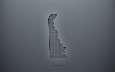 Delaware map, gray creative background, Delaware, USA, gray paper texture, American states, Delaware map silhouette, map of Delaware, gray background, Delaware 3d map