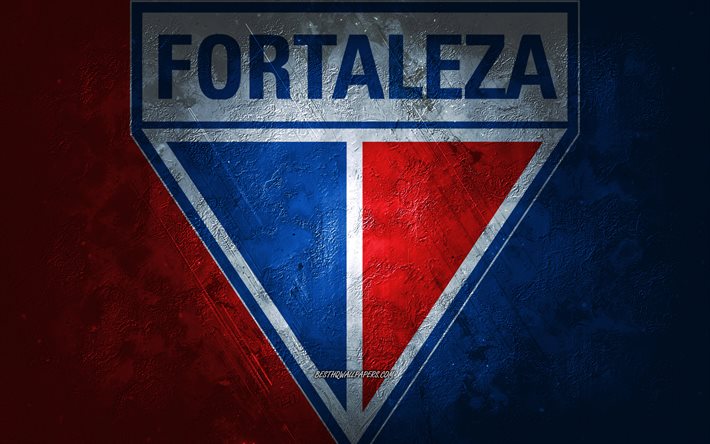 Fortaleza, squadra di calcio Brasiliana, sfondo blu, logo Fortaleza, grunge, Serie A, Brasile, calcio, emblema Fortaleza