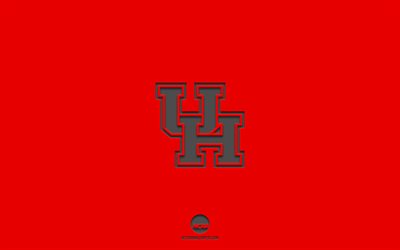 Houston Cougars, red background, American football team, Houston Cougars emblem, NCAA, Texas, USA, American football, Houston Cougars logo