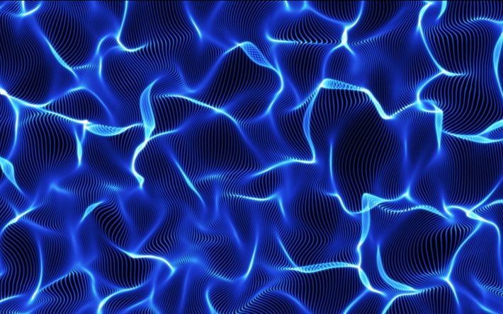 blue fractals background, blue 3d water texture, water background, 3d water, 3d waves texture, fractals waves background