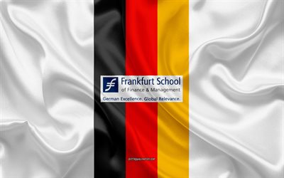 Emblema della gestione della scuola di finanza di Francoforte, bandiera tedesca, logo della gestione della scuola di finanza di Francoforte, Francoforte, Germania, gestione della scuola di finanza di Francoforte