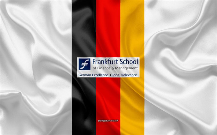 Embl&#232;me de l&#39;&#201;cole de gestion financi&#232;re de Francfort, drapeau allemand, logo de l&#39;&#201;cole de gestion financi&#232;re de Francfort, Francfort, Allemagne, &#201;cole de gestion financi&#232;re de Francfort