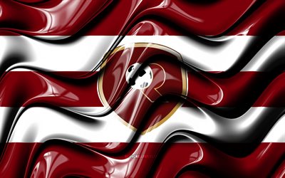 Reggina flag, 4k, red and white 3D waves, Serie A, italian football club, Reggina Calcio, football, Reggina logo, soccer, Reggina FC