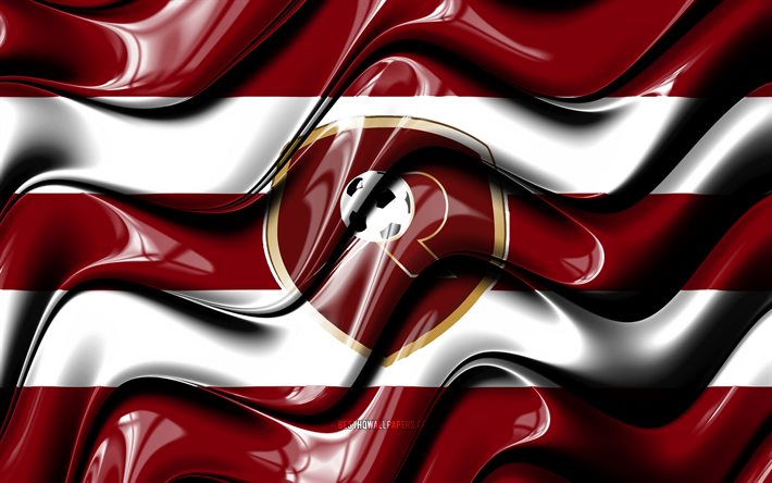 Bandeira da Reggina, 4k, ondas 3D vermelhas e brancas, S&#233;rie A, clube de futebol italiano, Reggina Calcio, futebol, logotipo da Reggina, Reggina FC