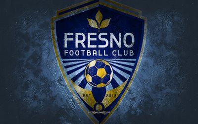 Fresno FC, &#233;quipe de football am&#233;ricaine, fond bleu, logo Fresno FC, art grunge, USL, football, embl&#232;me Fresno FC